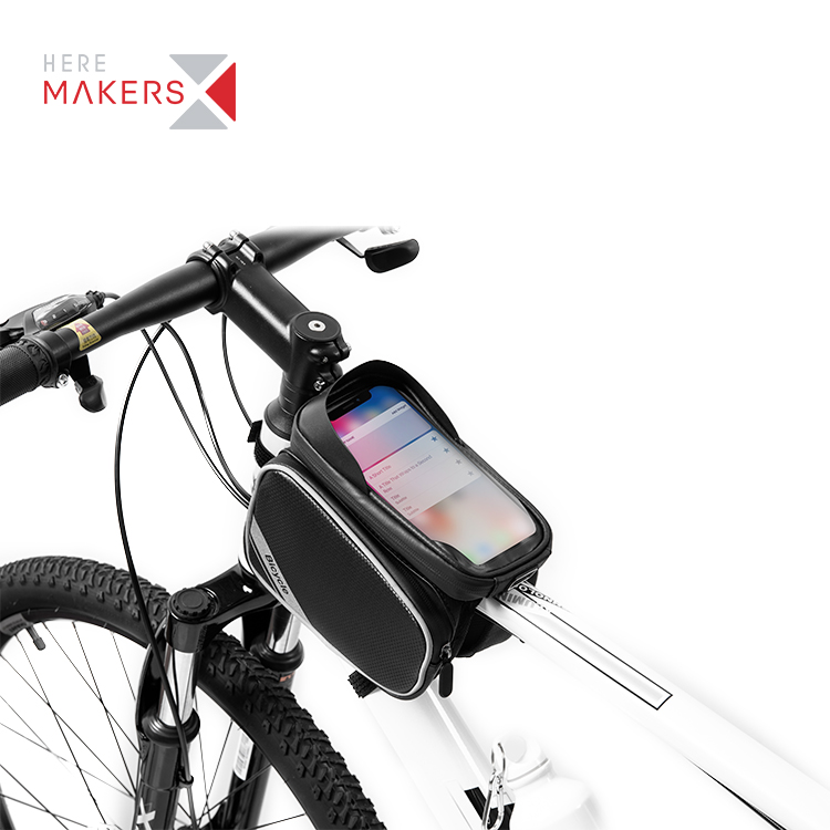 Regenfeste Fahrrad-Oberrohrtasche mit 6,7-Zoll-Touchscreen-Telefonhalterung